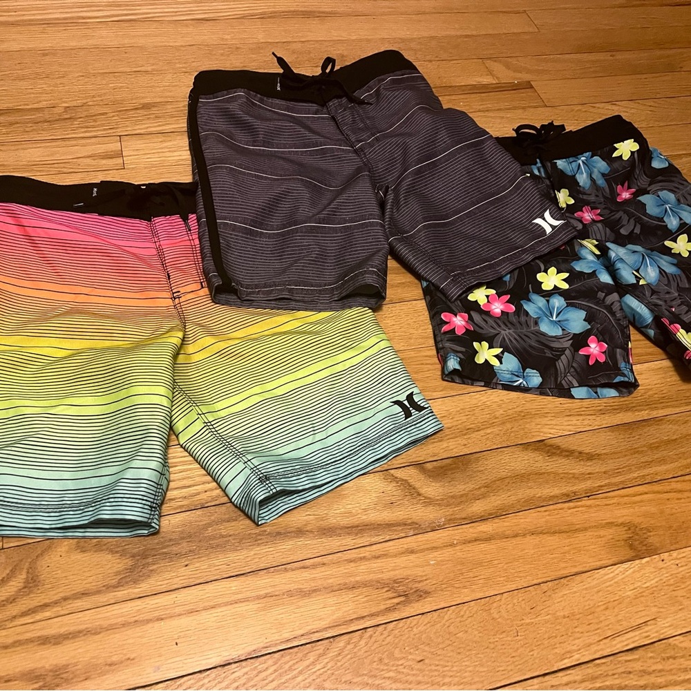 Hurley swim trunks set of 3, boys size 7